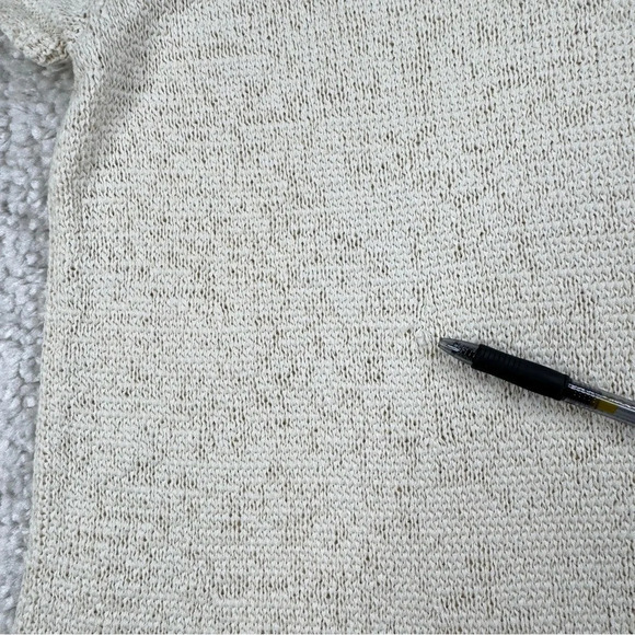 Eileen Fisher Ivory Organic Cotton and Nylon Ribbon Yarn Sweater Top. Large - Picture 5 of 11